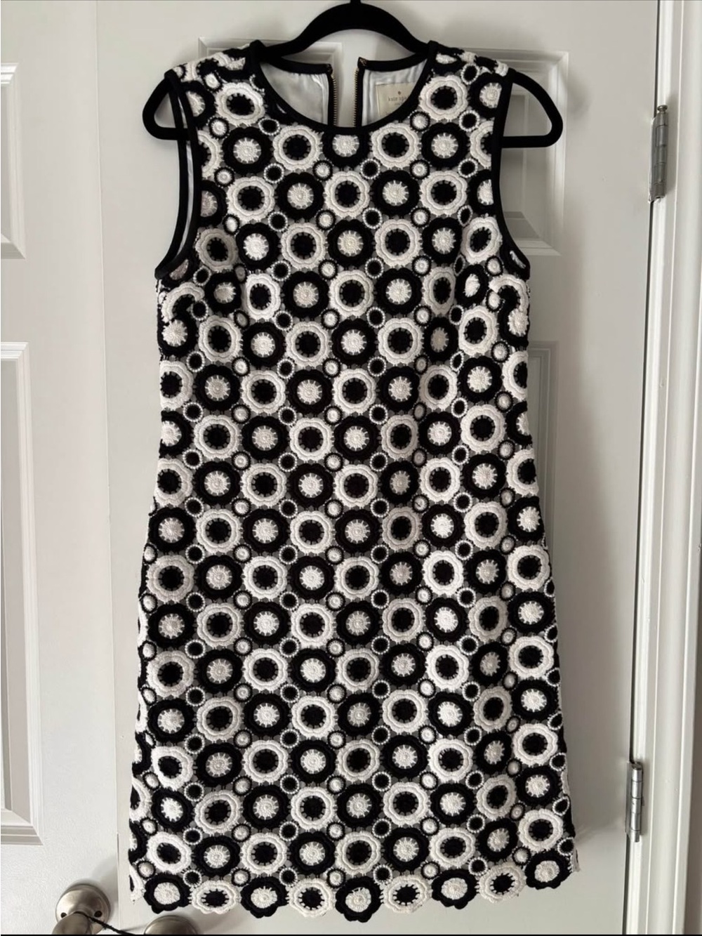 Kate Spade Black & White Appliqué Shift Dress